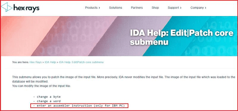 IDA assembler instruction limitation