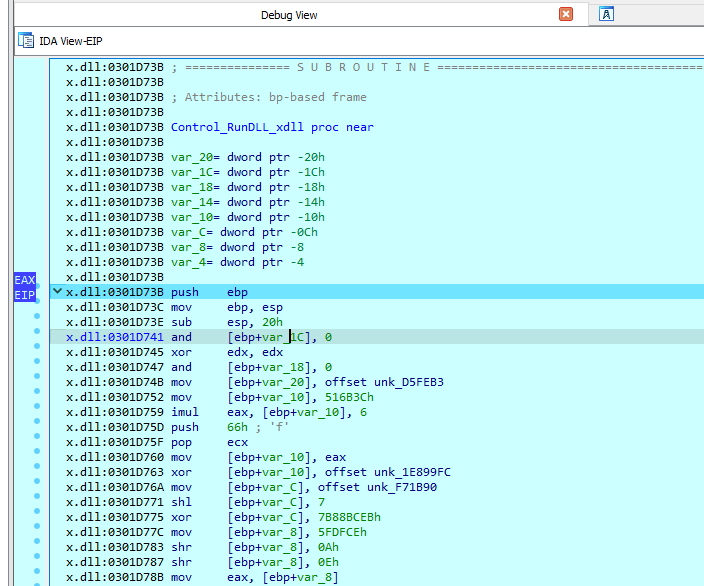 Control_RunDLL_xdll function renamed in the IDA database