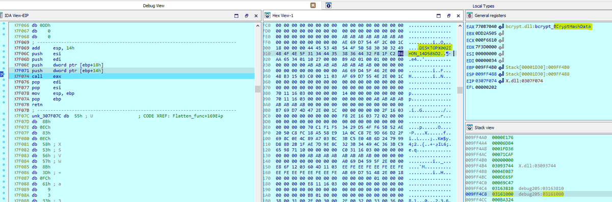 Emotet assembling host fingerprint data for the first C2 request