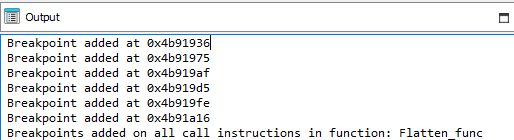 IDAPython script adding breakpoints on every call in the flattened function