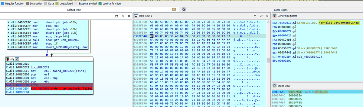 Emotet resolving the %AppData% path with SHGetFolderPathW