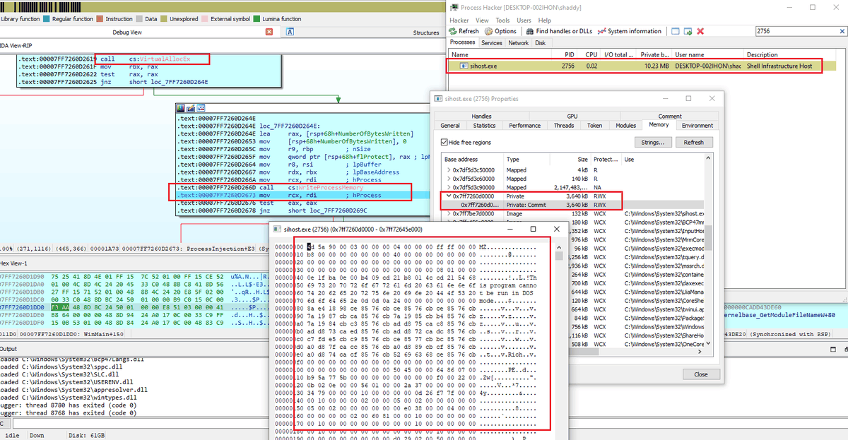 Dumped payload repaired with pe_unmapper