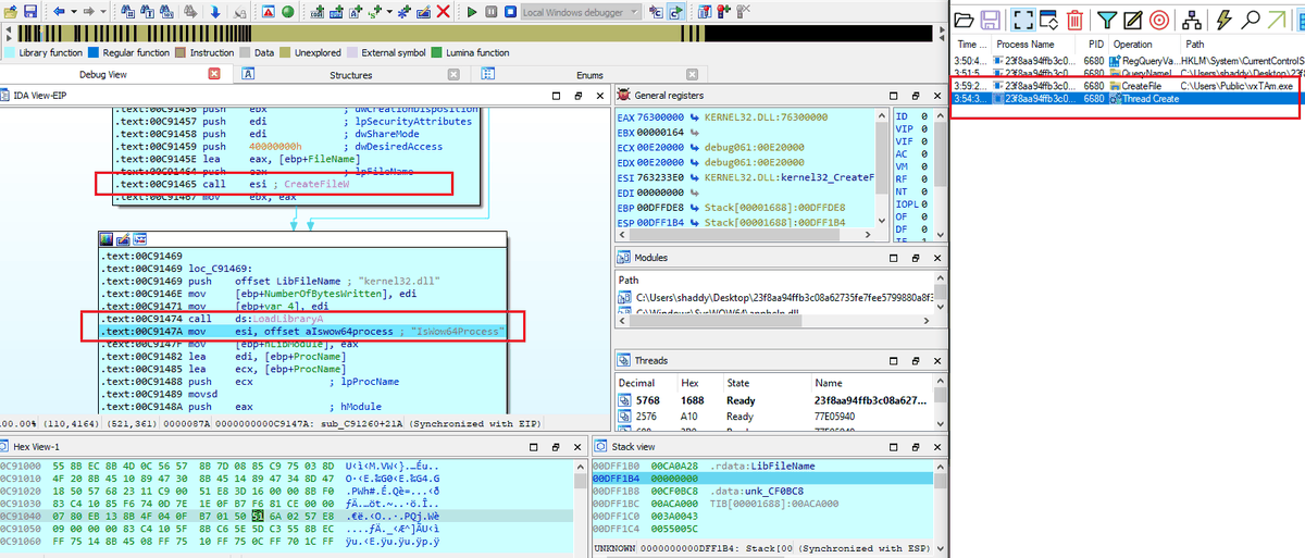 Stage 1 dropper creating the payload file